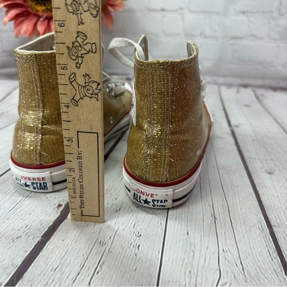 gold glitter converse chuck taylor all star high top sneakers sz kids 5